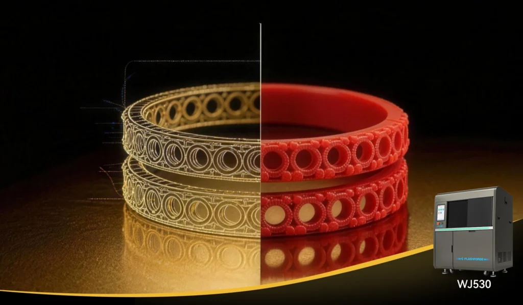 WaxJet 510 multi-jet wax 3D printer producing high-precision jewelry casting patterns